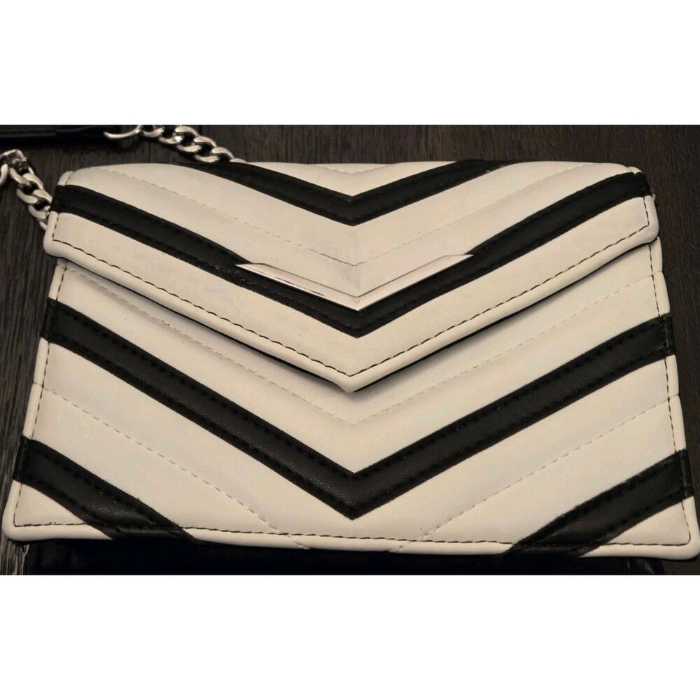 Express Black & White Chevron Stitch Quilted Crossbody Bag